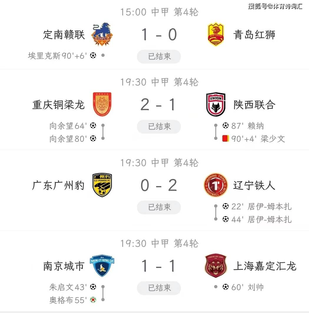 关于大连2-1红狮，南通0-1南京，广州豹0-1定南，广西0-0苏州的信息